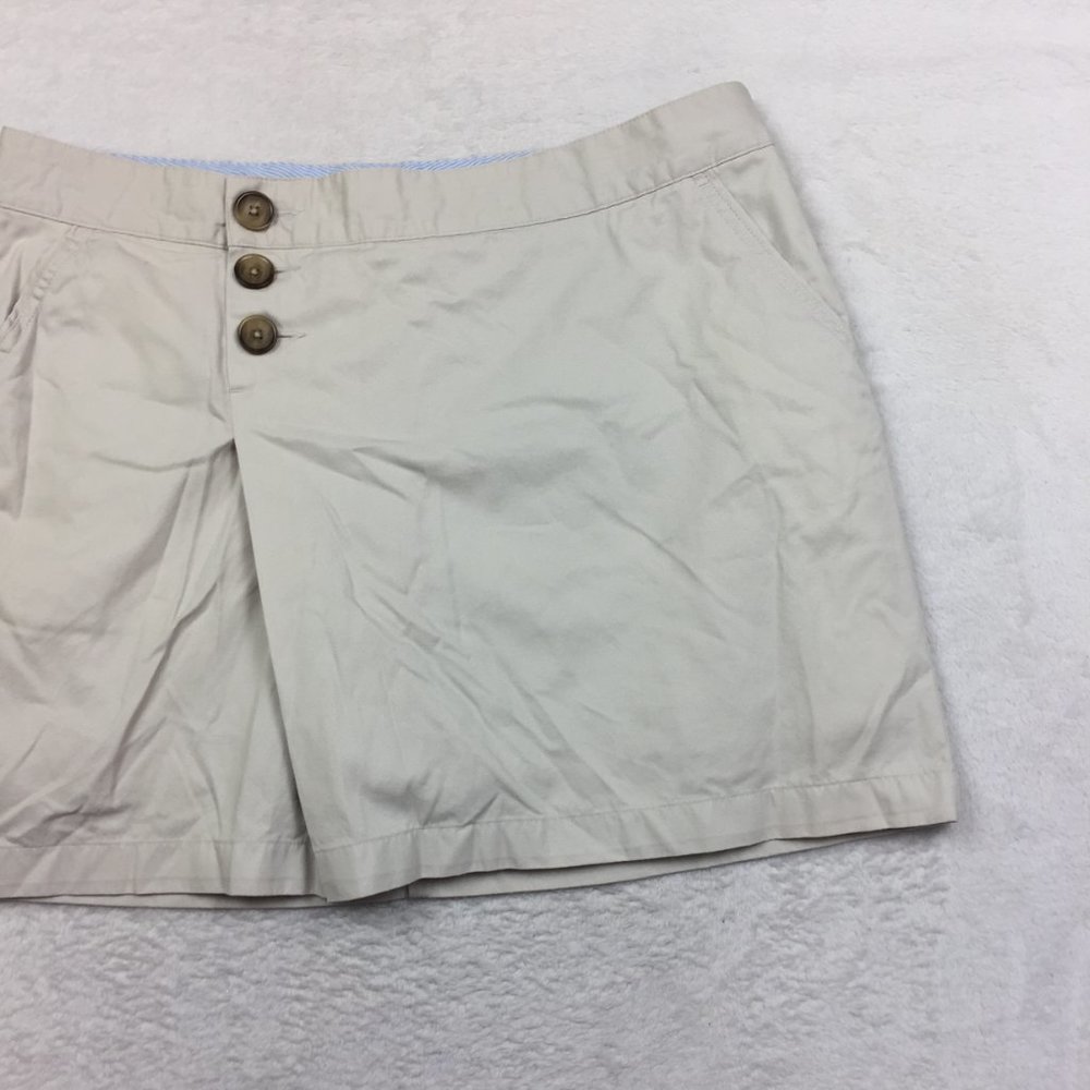 Land's End Chino Skort Skirt Size 14P Womans Petite Beige KHAKI Buttons Pockets - Picture 10 of 14